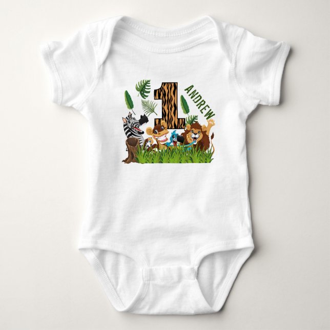 Vild Ett första födelsedagsjungel T Shirt (Framsida)