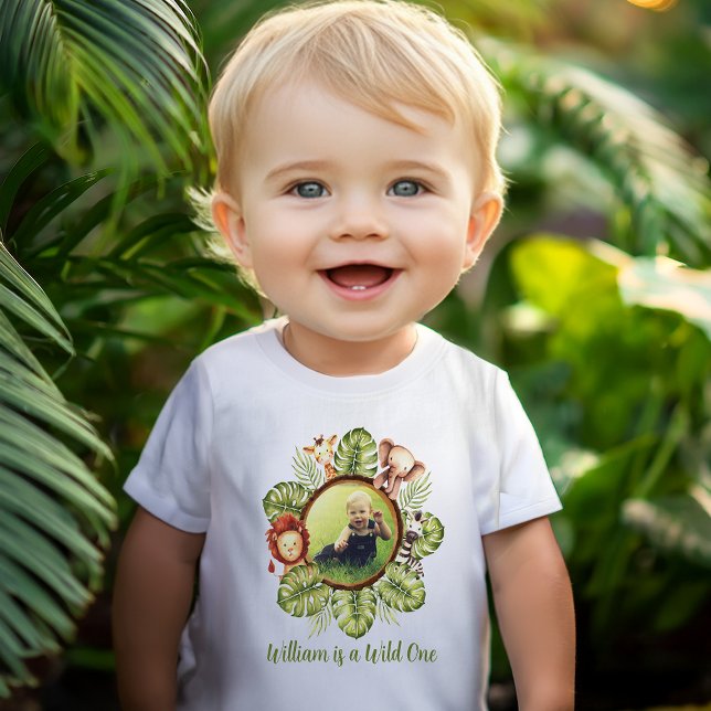 Vild ett foto-kute-jungeldjur 1:a födelsedagen t shirt (Skapare uppladdad)