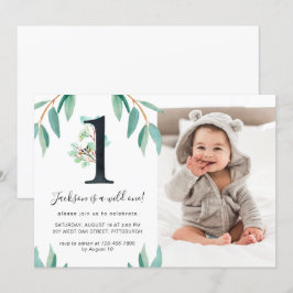Vild Ett foto på Party 1:a födelsedag Inbjudningar