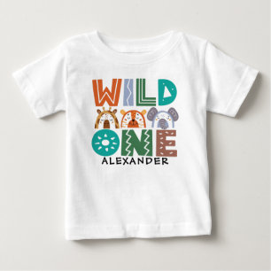 Vild Ett jungeltema 1:a födelsedagen Baby T-Shirt
