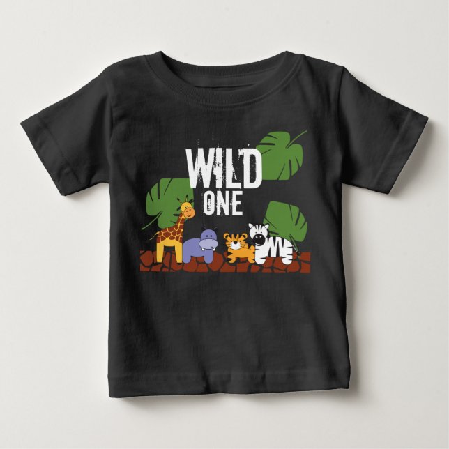 VILD ETT Jungeltema 1:a Grönten på födelsedagen T Shirt (Framsida)