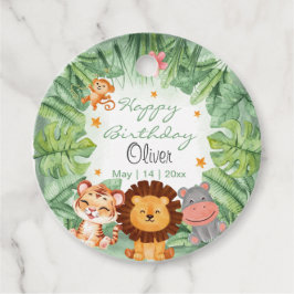 Vild ett Jungle Animals Tropical Boy Birthday Gåvor Etiketter
