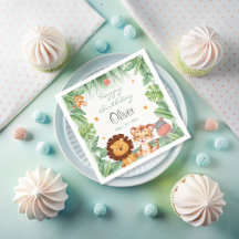 Vild ett Jungle Animals Tropical Boy Birthday