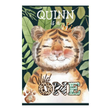 Vild Ett jungle Safari 1:a födelsedag Välkomstecke