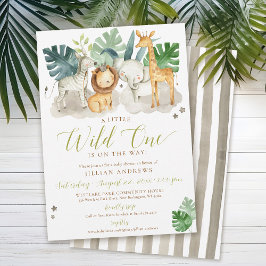 Vild Ett jungle Safari Animals Boy Shower Inbjudningar
