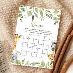 Vild ett jungle Safari Baby Shower Bingo Game