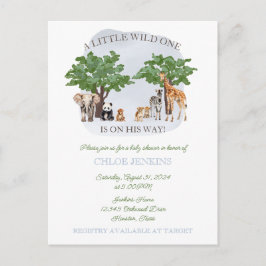 Vild ett juvans safari-inbjudan för babyskor vykort