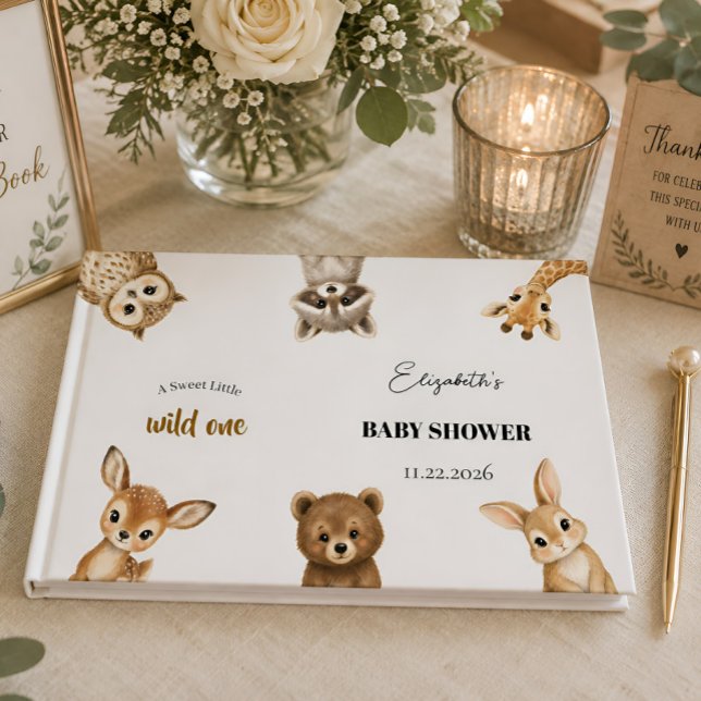 Vild Ett Könsneutral Safari Baby Shower  Gästböcker (Skapare uppladdad)