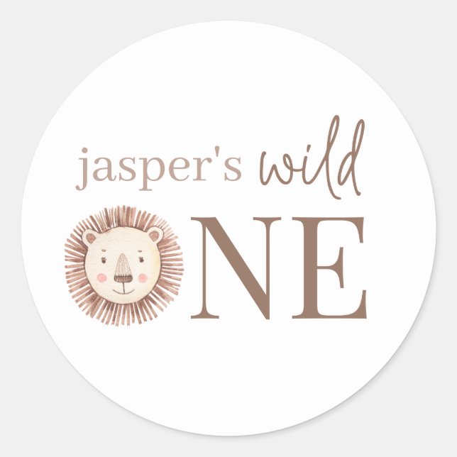 Vild ett Lejona Ansikte Runt Klistermärke (Framsida)