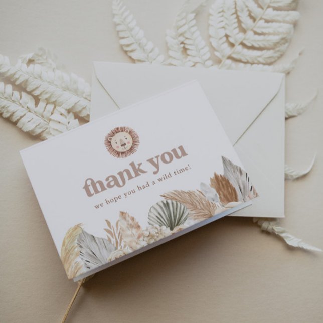 Vild Ett Lejont fototackkort Tack Kort (Zazzle Wild One Lion Photo Thank You Card)