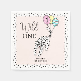 Vild ett | Leopard Balloon Girl's 1st Birthday Pappersservett