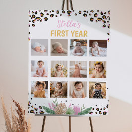 Vild Ett leopard Birthday Photo Milestone Poster