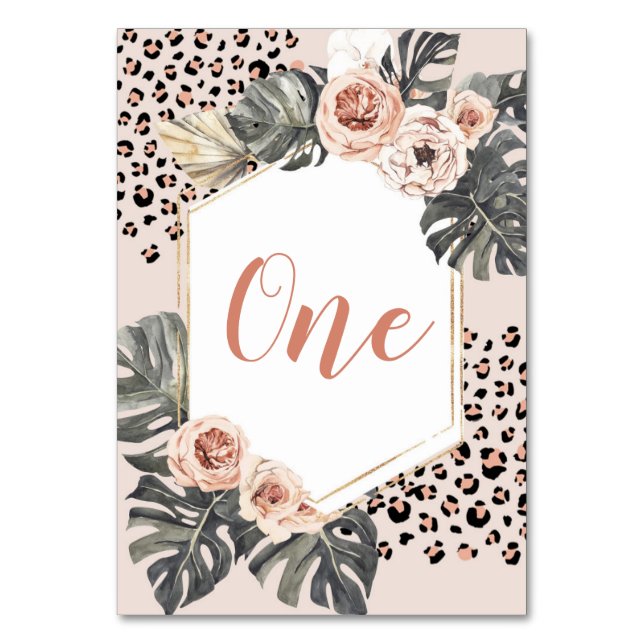 Vild ett leopard Skriv ut Bordsnumret Flickans föd Bordsnummer (Framsidan)