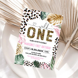 Vild ett leopard Skriv ut jungle Birthday Inbjudningar
