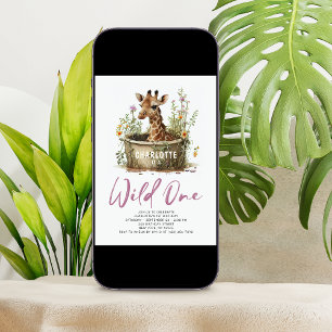 Vild ett mattedjur (Cute Giraffe 1:a födelsedagsfo Inbjudningar