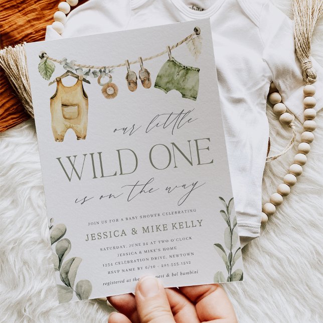 Vild ett | Neutralt Boho Safari Baby Shower Inbjudningar (Skapare uppladdad)