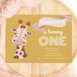 Vild ett Party-djur (Giraffe) Inbjudningar