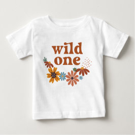Vild ett Retro Boho Wildbloms första födelsedag T Shirt