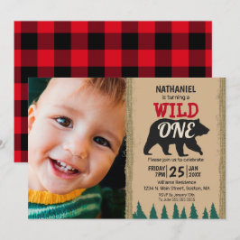 Vild Ett Rustiskt svart bärbensfoto med Buffalo-st Inbjudningar