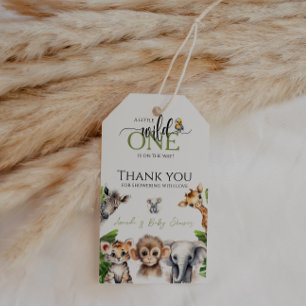 Vild ett Safari Animal Jungle Baby Shower-favorite Presentetikett
