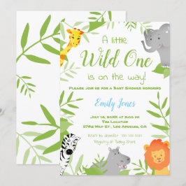 Vild ett Safari Animals Baby Shower Boy-inbjudan Inbjudningar
