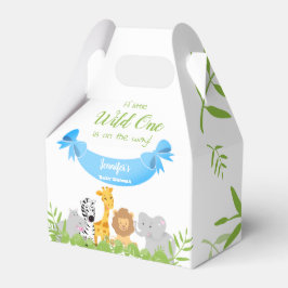Vild ett Safari Animals Baby Shower Boy Presentaskar