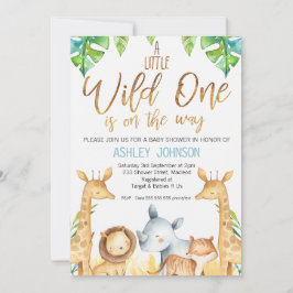 Vild ett Safari Animals Baby Shower-inbjudan Inbjudningar