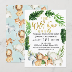 Vild ett Safari Animals Baby Shower-inbjudan Inbjudningar