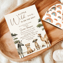 Vild ett Safari Animals Baby Shower-inbjudan Inbjudningar