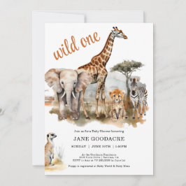 Vild ett Safari Animals Baby Shower-inbjudan Inbjudningar