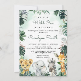 Vild ett Safari Animals Baby Shower-inbjudan Inbjudningar