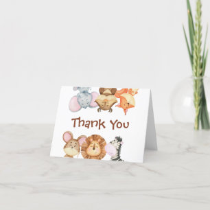 Vild ett Safari Animals Baby Shower Tack för ditt Kort