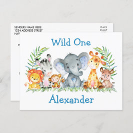 Vild ett Safari-djur 1:a födelsedagsinbjudan Vykort