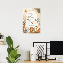 Vild Ett Safari Första Födelsedag Poster