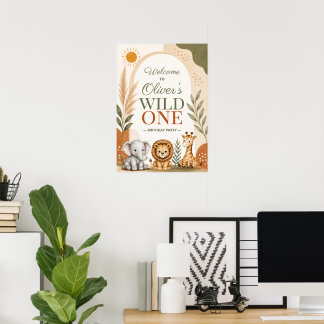 Vild Ett Safari Första Födelsedag Poster