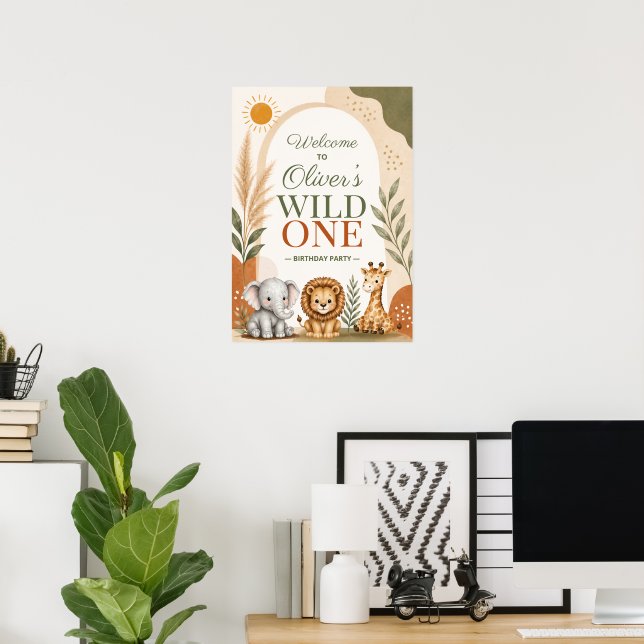Vild Ett Safari Första Födelsedag Poster (Hemmakontoret)