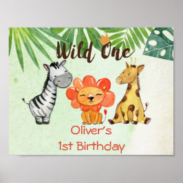Vild ett, Safari Första födelsedag Poster