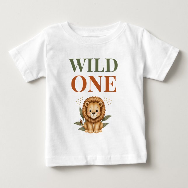 Vild Ett Safari Första Födelsedag T Shirt (Framsida)