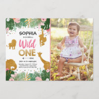 Vild Ett Safari Guld Girl Rosa Animals födelsedag