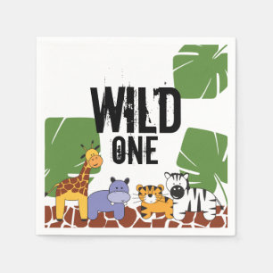 Vild ett   Safari Jungle Animals   Första födelsed Pappersservett