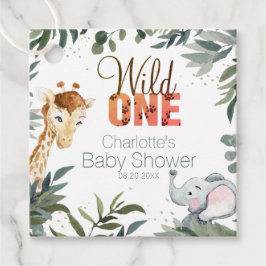 Vild ett Safari Jungle Baby Shower-favorittaggar Gåvor Etiketter