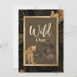 Vild ett safari leopards, födelsedagsinbjudan inbjudningar