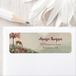Vild ett skogsområde Scene Hjort första födelsedag Returadress Etikett