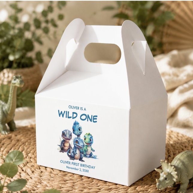 Vild Ett Söt Dinosaurie Första Födelsedagsfest Presentaskar (Wild One Cute Dinosaur First Birthday Party Favor Boxes)