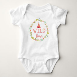 Vild Ett stamteepedel Rosa Blommigt Baby Bodykoste T-shirt
