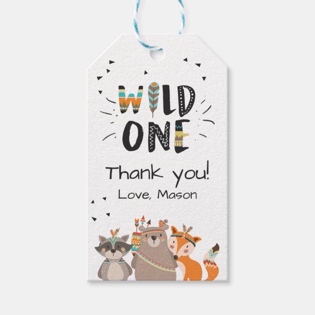 Vild ett stamträdsdjur för märkespojke presentetikett (Framsidan)