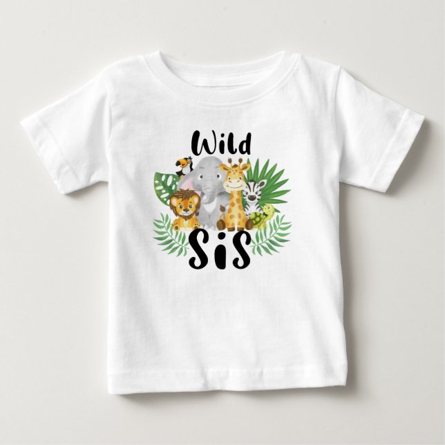 Vild Ett Syrran Boy 1:a födelsedagen Jungle Safari T Shirt (Framsida)