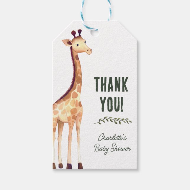 Vild ett Tack för babyskor för Safari-djur Presentetikett (Framsidan)