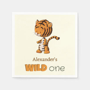 Vild ett tigerfödelsedag pappersservett