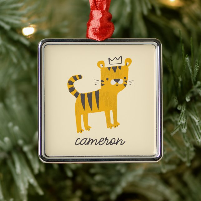Vild ett tigerkatt julgransprydnad metall (Träd)